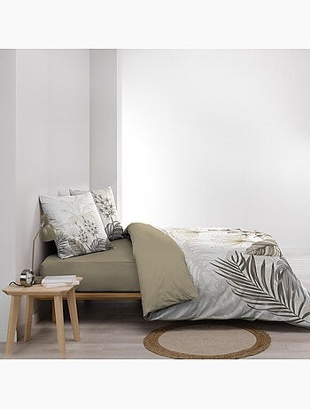 Juego de cama de 3 piezas de algodón con diseño de follaje floral + 2 fundas de almohada