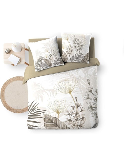 Juego de cama de 3 piezas de algodón con diseño de follaje floral + 2 fundas de almohada - Kiabi Juego de cama de 3 piezas de algodón con diseño de follaje floral + 2 fundas de almohada - Kiabi