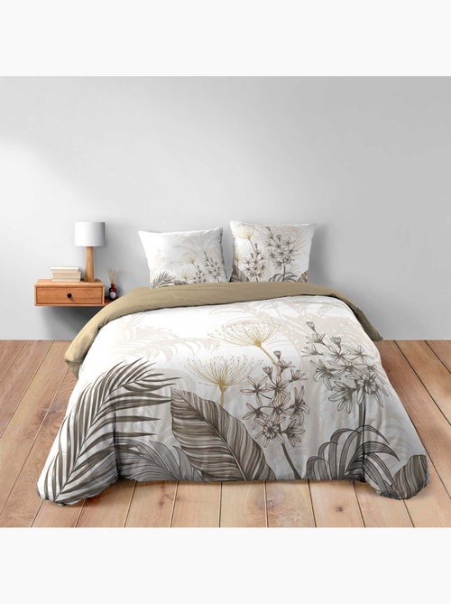 Juego de cama de 3 piezas de algodón con diseño de follaje floral + 2 fundas de almohada - Kiabi Juego de cama de 3 piezas de algodón con diseño de follaje floral + 2 fundas de almohada - Kiabi