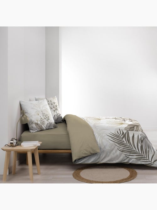 Juego de cama de 3 piezas de algodón con diseño de follaje floral + 2 fundas de almohada - Kiabi Juego de cama de 3 piezas de algodón con diseño de follaje floral + 2 fundas de almohada - Kiabi