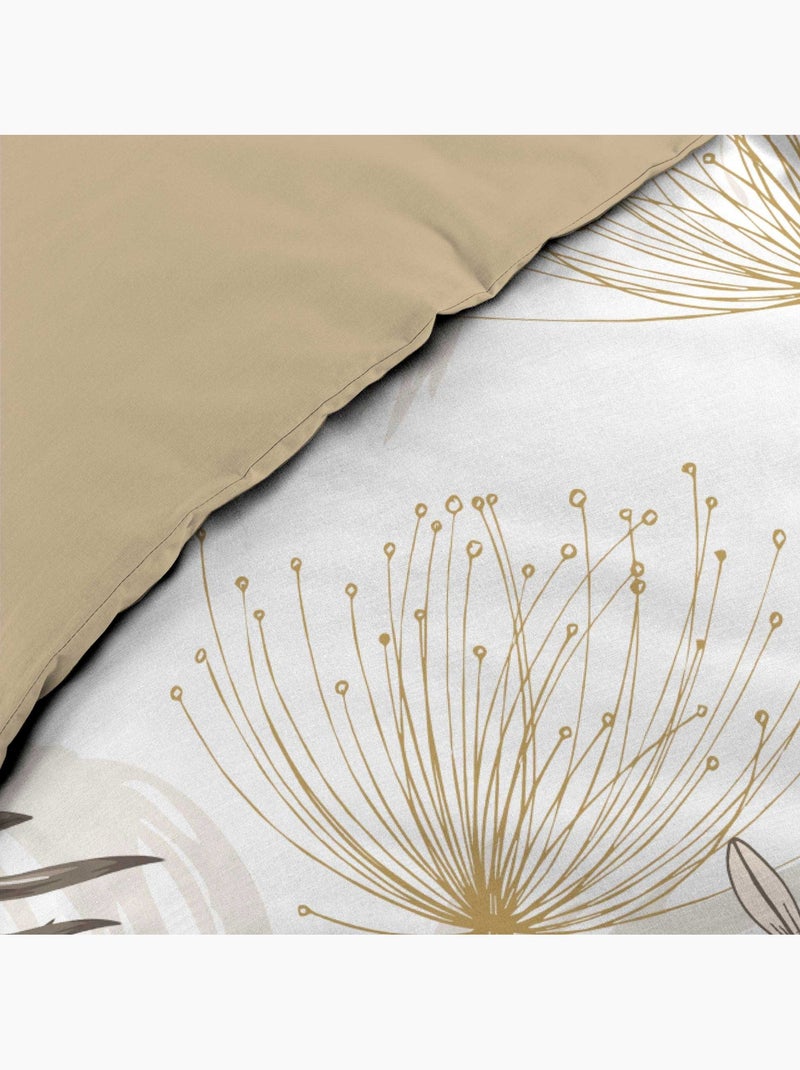 Juego de cama de 3 piezas de algodón con diseño de follaje floral + 2 fundas de almohada Blanco - Kiabi