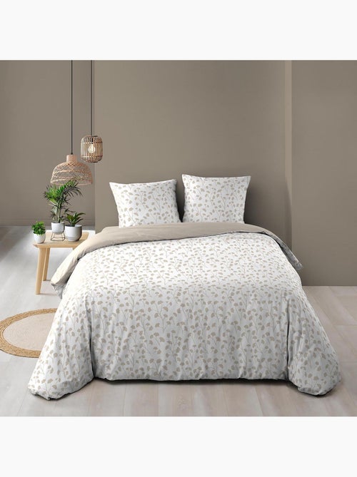 Juego de cama de 3 piezas de algodón con diseño de hojitas funda + fundas de almohada - Kiabi