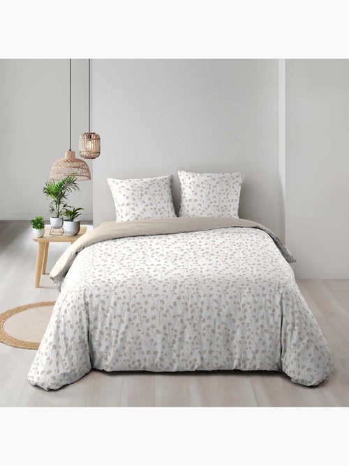 Juego de cama de 3 piezas de algodón con diseño de hojitas funda + fundas de almohada - Kiabi