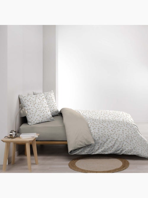Juego de cama de 3 piezas de algodón con diseño de hojitas funda + fundas de almohada - Kiabi