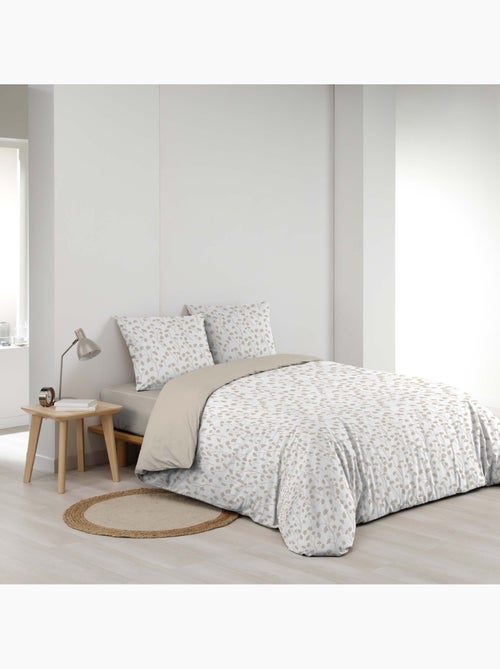 Juego de cama de 3 piezas de algodón con diseño de hojitas funda + fundas de almohada - Kiabi