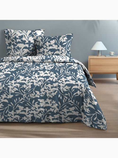 Juego de cama de 3 piezas de algodón con estampado floral, funda + fundas de almohada - Kiabi Juego de cama de 3 piezas de algodón con estampado floral, funda + fundas de almohada - Kiabi