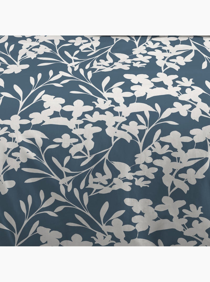 Juego de cama de 3 piezas de algodón con estampado floral, funda + fundas de almohada Azul - Kiabi