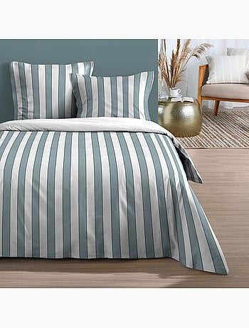 Juego de cama de 3 piezas de algodón estampado a rayas funda + fundas de almohada