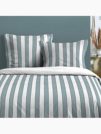 Juego de cama de 3 piezas de algodón estampado a rayas funda + fundas de almohada