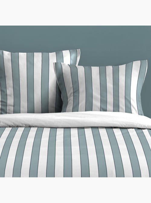 Juego de cama de 3 piezas de algodón estampado a rayas funda + fundas de almohada - Kiabi Juego de cama de 3 piezas de algodón estampado a rayas funda + fundas de almohada - Kiabi
