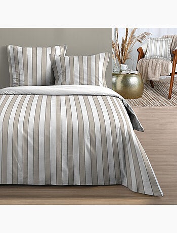 Juego de cama de 3 piezas de algodón estampado a rayas funda + fundas de almohada