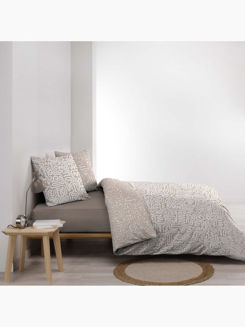 Juego de cama de 3 piezas de algodón geométrico, funda y fundas de almohada Verde - Kiabi