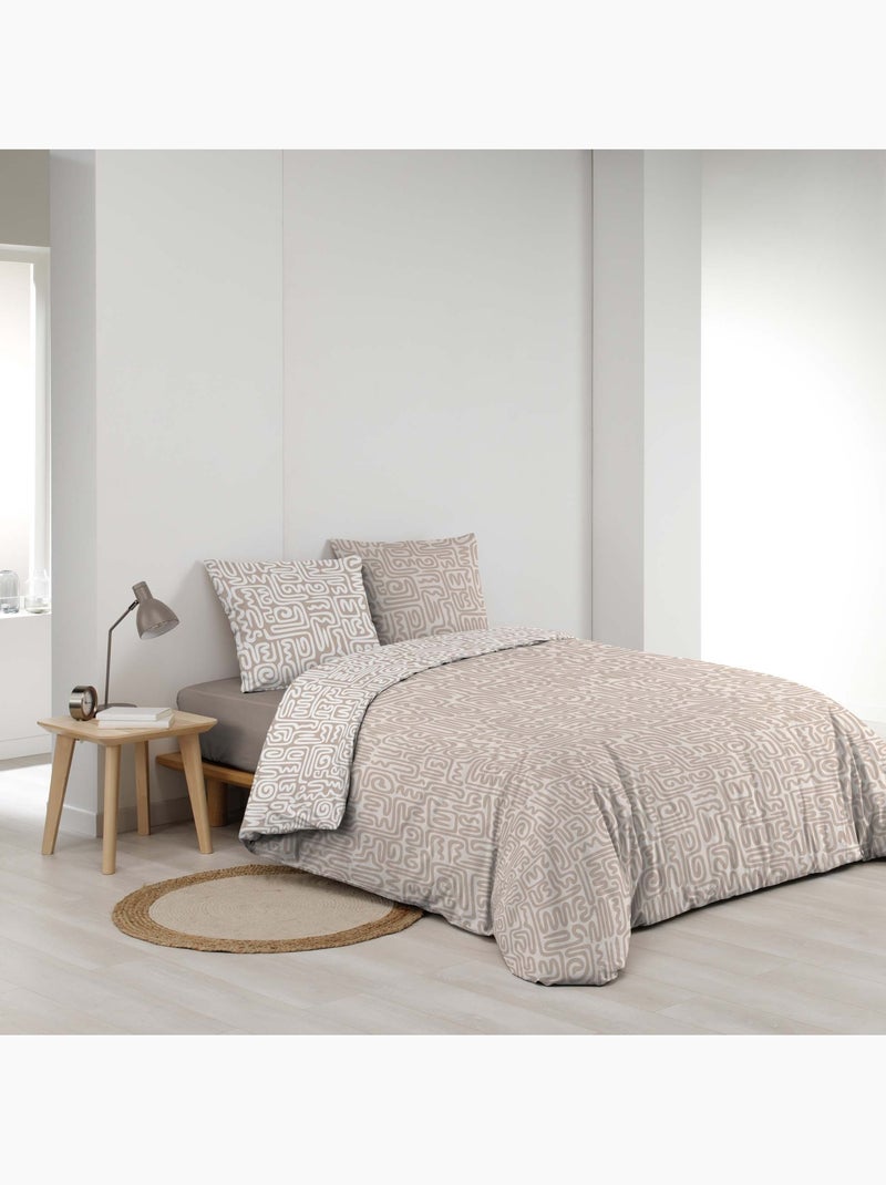 Juego de cama de 3 piezas de algodón geométrico, funda y fundas de almohada Verde - Kiabi