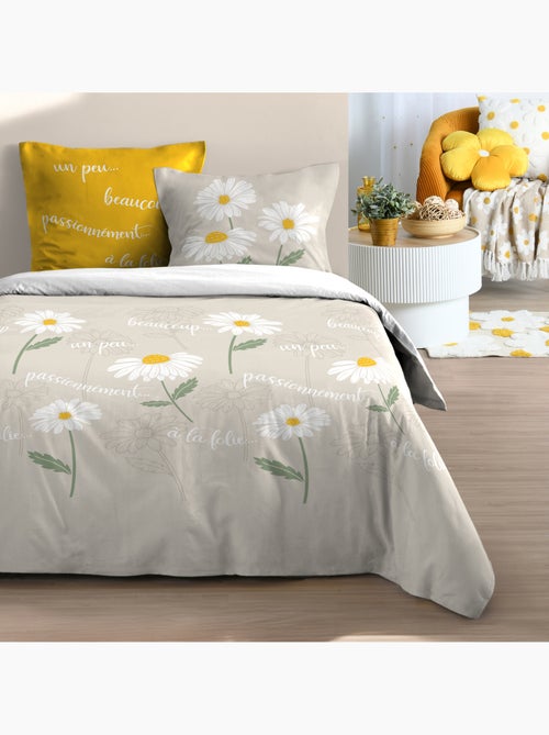 Juego de cama de 3 piezas de algodón margarita funda + fundas de almohada - Kiabi