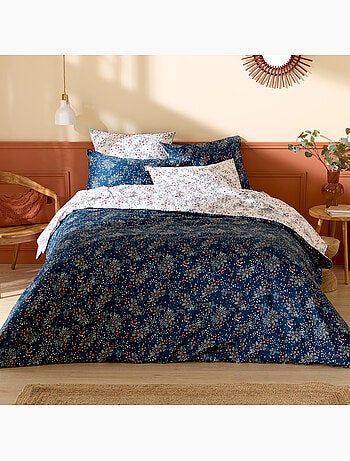 Juego de cama de 3 piezas de algodón satinado floral de 110 hilos + fundas de almohada