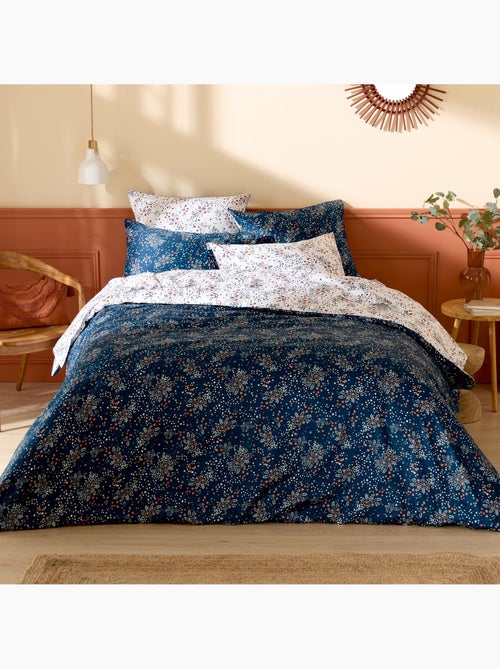 Juego de cama de 3 piezas de algodón satinado floral de 110 hilos + fundas de almohada - Kiabi Juego de cama de 3 piezas de algodón satinado floral de 110 hilos + fundas de almohada - Kiabi