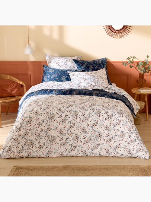 Juego de cama de 3 piezas de algodón satinado floral de 110 hilos + fundas de almohada - Kiabi Juego de cama de 3 piezas de algodón satinado floral de 110 hilos + fundas de almohada - Kiabi