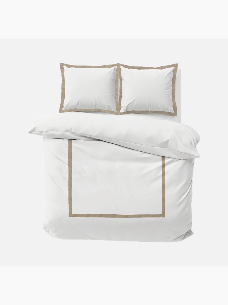Juego de cama de 3 piezas de algodón y lino Blanco - Kiabi
