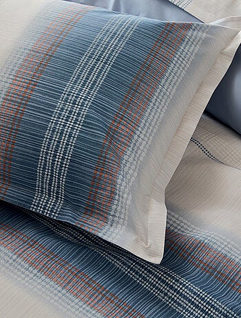 Juego de cama de 3 piezas de percal de algodón a rayas, funda y fundas de almohada