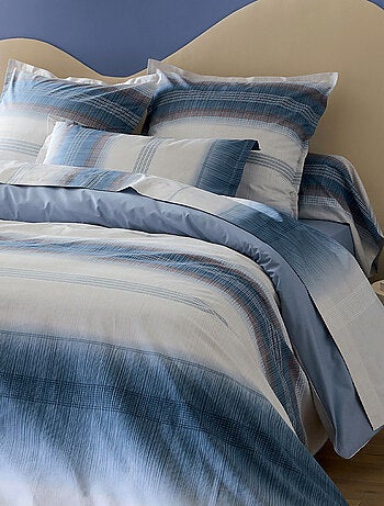 Juego de cama de 3 piezas de percal de algodón a rayas, funda y fundas de almohada