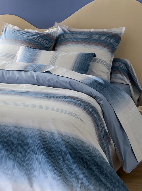 Juego de cama de 3 piezas de percal de algodón a rayas, funda y fundas de almohada - Kiabi Juego de cama de 3 piezas de percal de algodón a rayas, funda y fundas de almohada - Kiabi