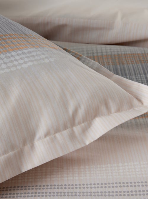 Juego de cama de 3 piezas de percal de algodón a rayas, funda y fundas de almohada - Kiabi