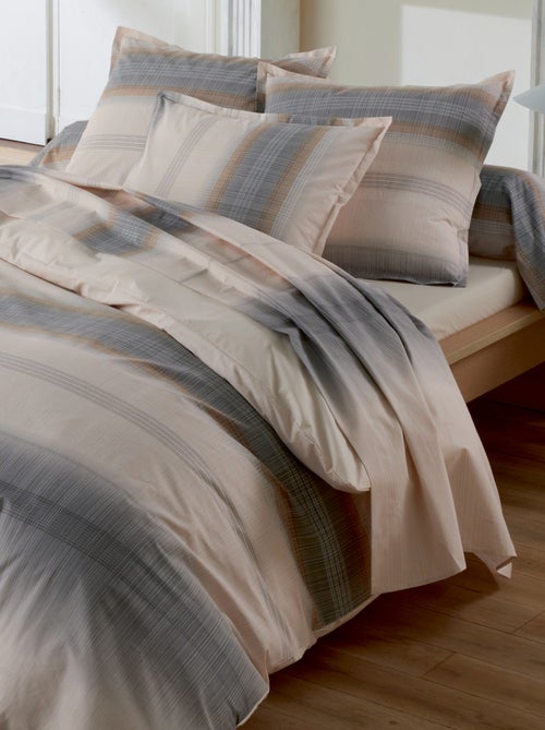 Juego de cama de 3 piezas de percal de algodón a rayas, funda y fundas de almohada - Kiabi