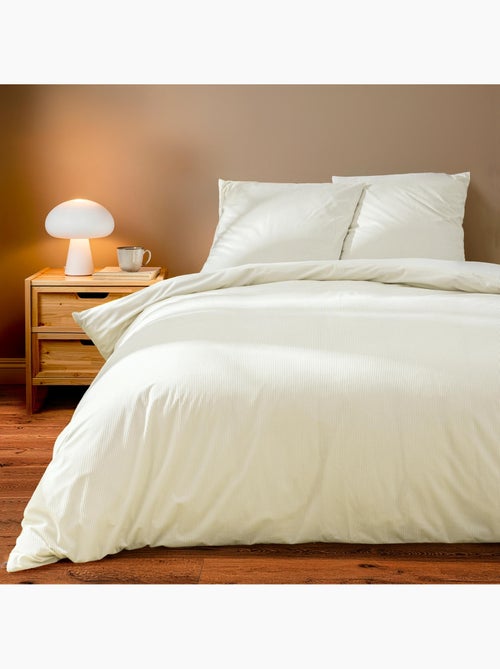 Juego de cama de 3 piezas de terciopelo acanalado liso: funda nórdica + fundas de almohada - Kiabi