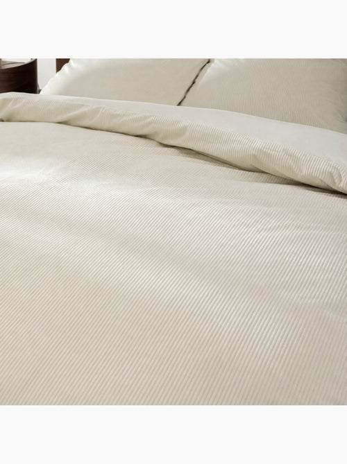 Juego de cama de 3 piezas de terciopelo acanalado liso: funda nórdica + fundas de almohada - Kiabi