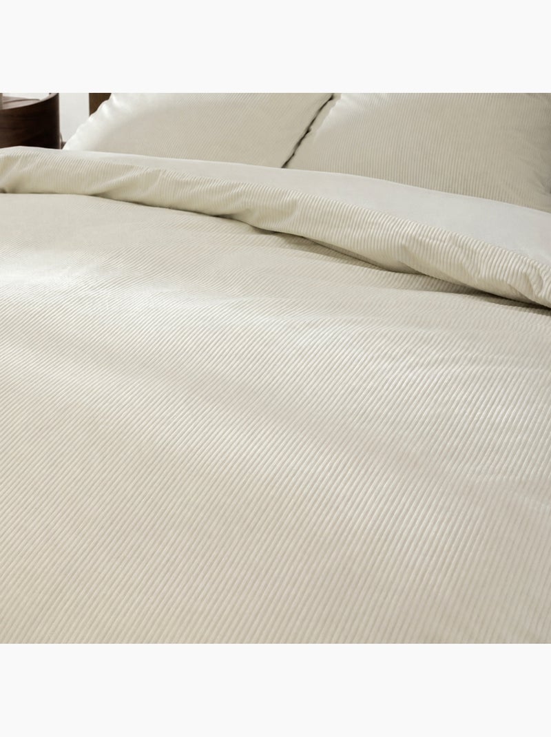Juego de cama de 3 piezas de terciopelo acanalado liso: funda nórdica + fundas de almohada Beige gris - Kiabi