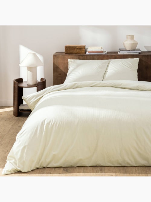 Juego de cama de 3 piezas de terciopelo acanalado liso: funda nórdica + fundas de almohada - Kiabi