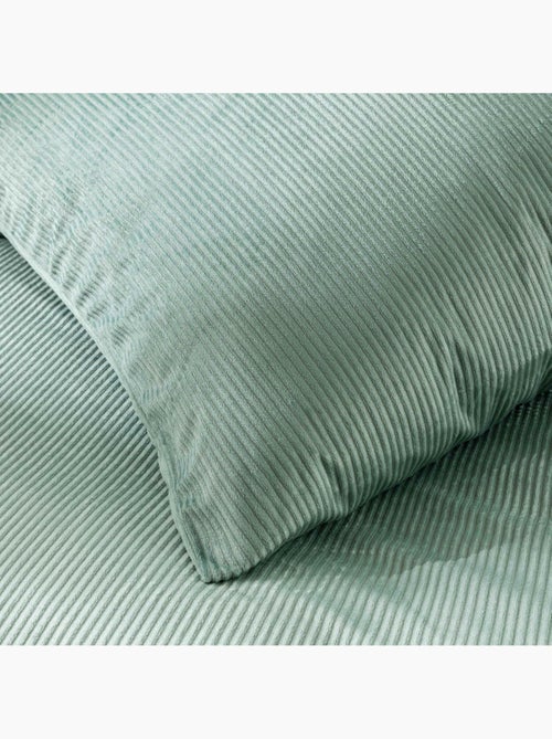 Juego de cama de 3 piezas de terciopelo acanalado liso: funda nórdica + fundas de almohada - Kiabi Juego de cama de 3 piezas de terciopelo acanalado liso: funda nórdica + fundas de almohada - Kiabi