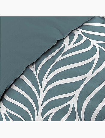 Juego de cama de 3 piezas en algodón con diseño de hojas + fundas de almohada