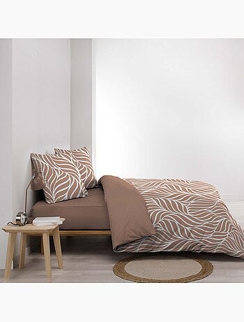 Juego de cama de 3 piezas en algodón con diseño de hojas + fundas de almohada