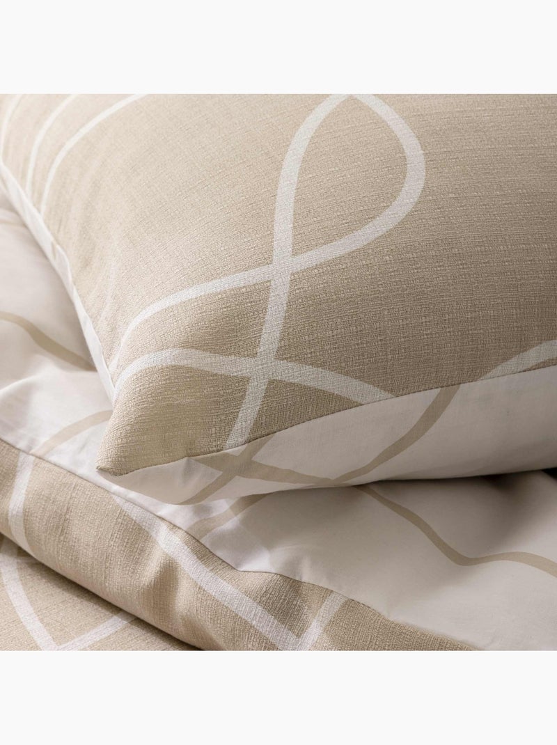 Juego de cama de 3 piezas en algodón diseño relieve funda + fundas de almohada Beige gris - Kiabi
