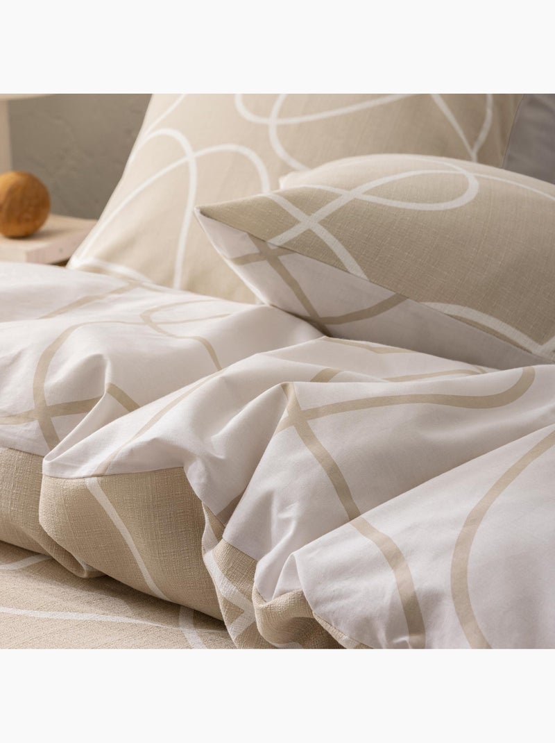 Juego de cama de 3 piezas en algodón diseño relieve funda + fundas de almohada Beige gris - Kiabi