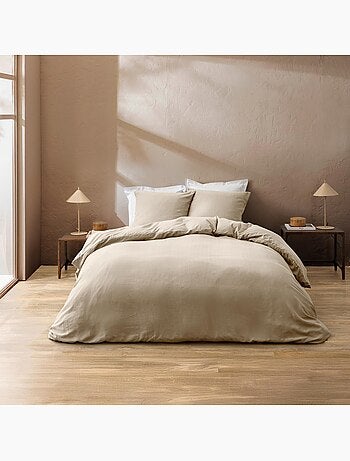 Juego de cama de 3 piezas en algodón liso en relieve + fundas de almohada