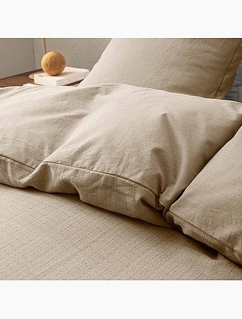 Juego de cama de 3 piezas en algodón liso en relieve + fundas de almohada