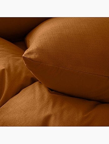 Juego de cama de 3 piezas en algodón liso en relieve + fundas de almohada