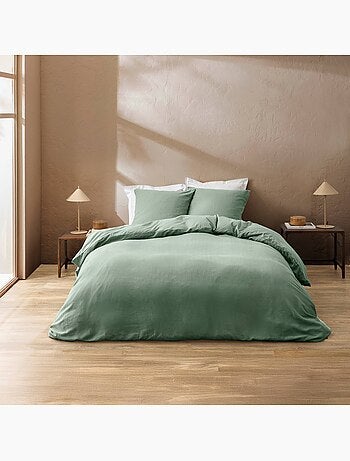 Juego de cama de 3 piezas en algodón liso en relieve + fundas de almohada