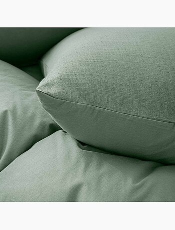 Juego de cama de 3 piezas en algodón liso en relieve + fundas de almohada