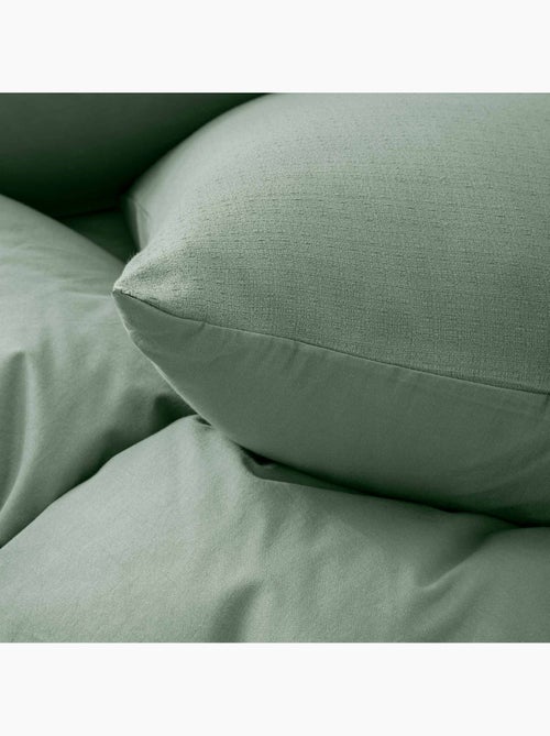 Juego de cama de 3 piezas en algodón liso en relieve + fundas de almohada - Kiabi