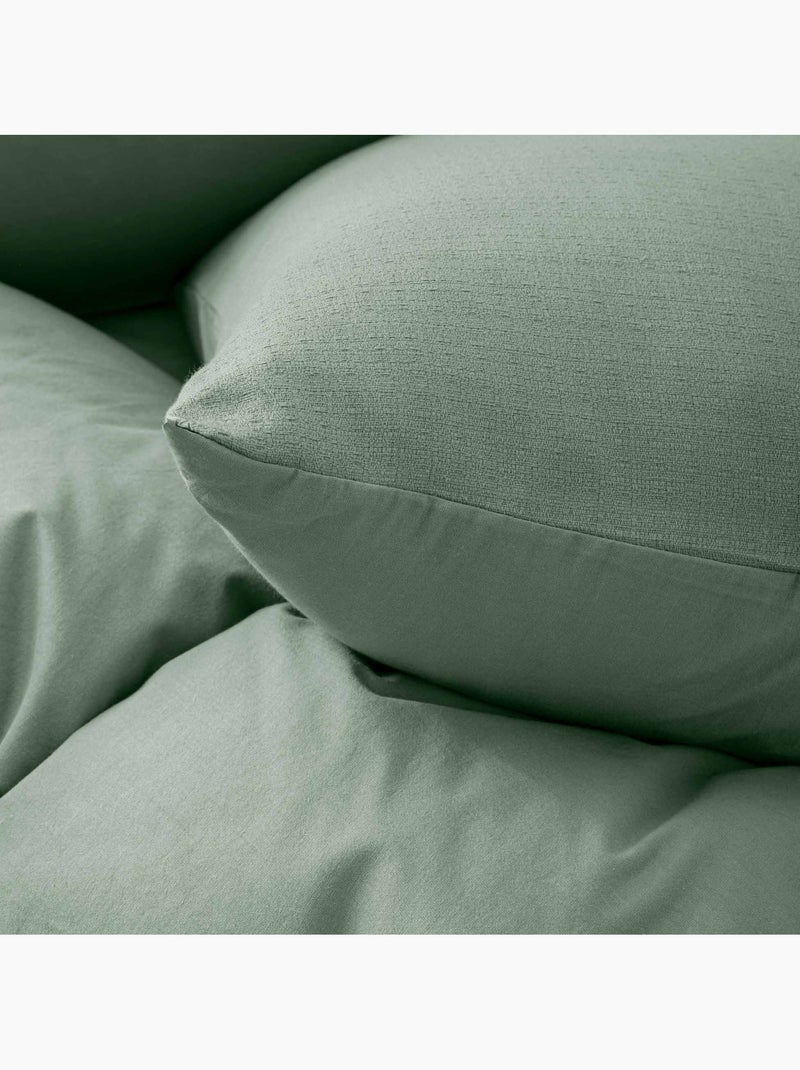 Juego de cama de 3 piezas en algodón liso en relieve + fundas de almohada Verde - Kiabi
