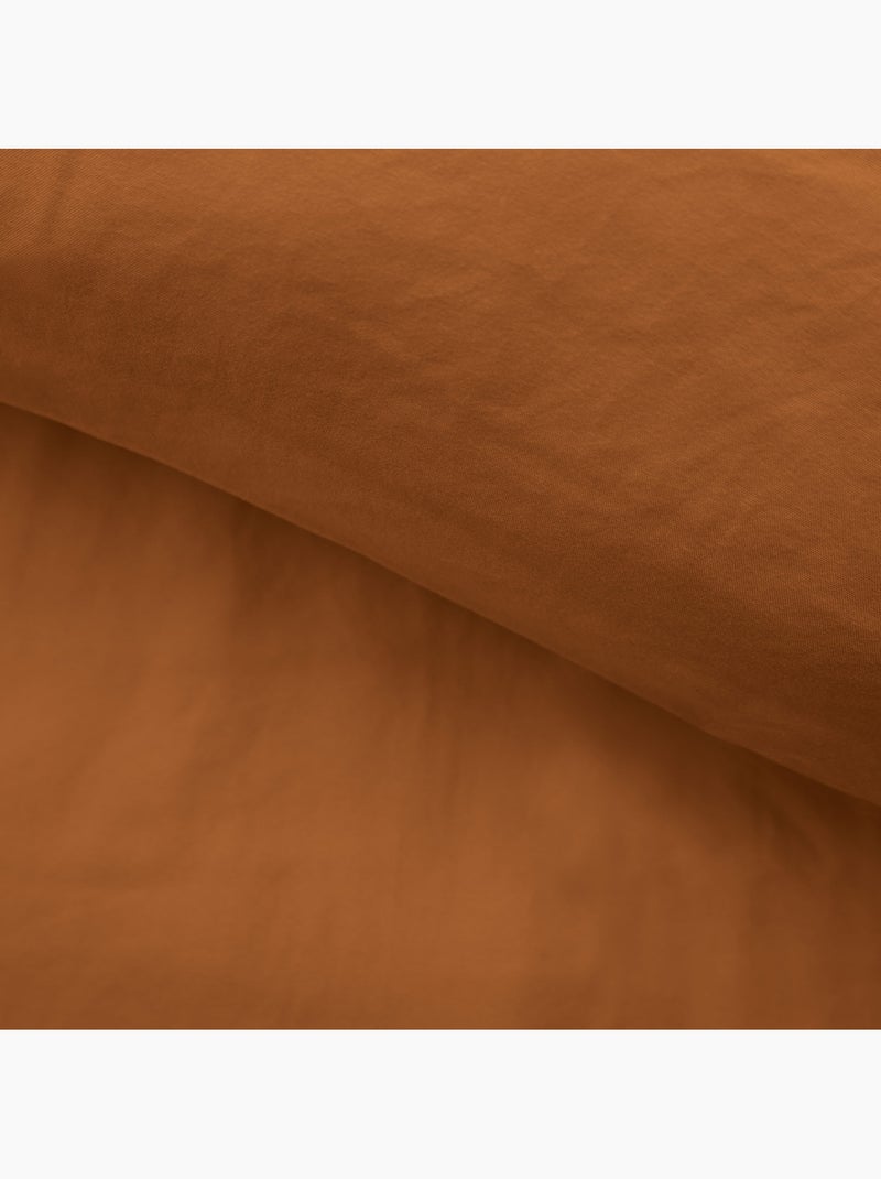 Juego de cama de 3 piezas en funda de microfibra lavada lisa + fundas de almohada Marrón claro - Kiabi