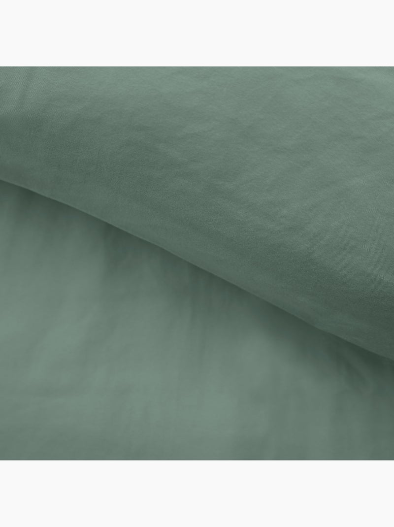 Juego de cama de 3 piezas en funda de microfibra lavada lisa + fundas de almohada Verde - Kiabi