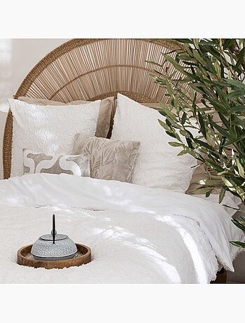 Juego de cama de 3 piezas en jacquard blanco cisne 260x240cm