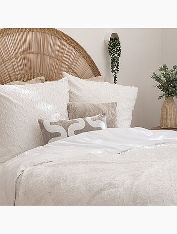 Juego de cama de 3 piezas en jacquard blanco cisne 260x240cm