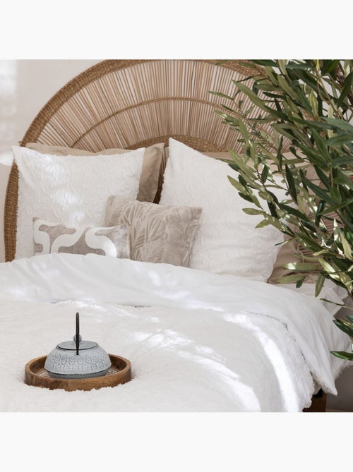 Juego de cama de 3 piezas en jacquard blanco cisne 260x240cm - Kiabi Juego de cama de 3 piezas en jacquard blanco cisne 260x240cm - Kiabi