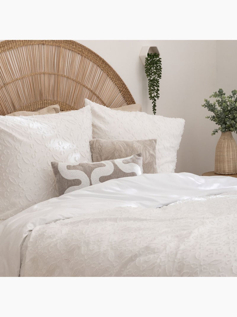 Juego de cama de 3 piezas en jacquard blanco cisne 260x240cm Blanco - Kiabi