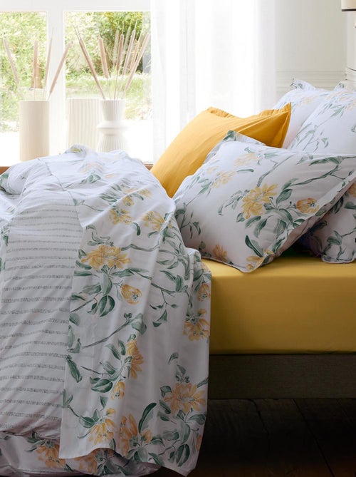Juego de cama de 3 piezas en percal de algodón con motivo floral - Kiabi Juego de cama de 3 piezas en percal de algodón con motivo floral - Kiabi